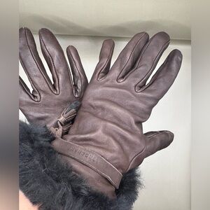 Authentic Longchamp Lambskin & Rabbit Gloves • PETITE